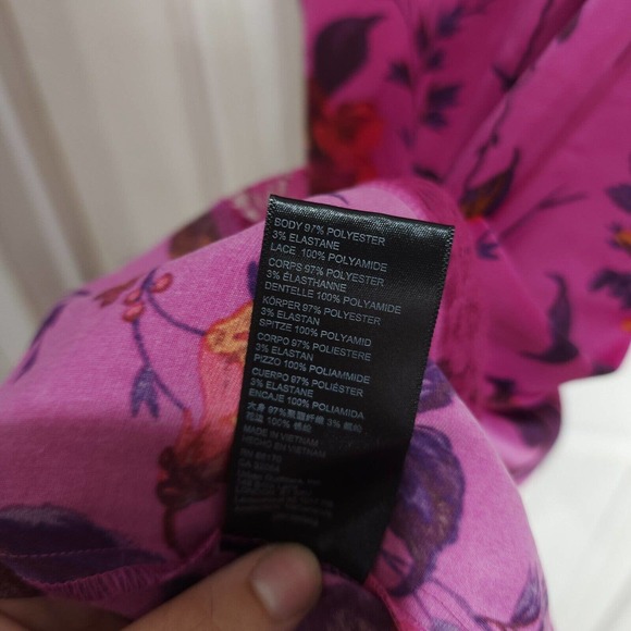 Urban Outfitters Slip Dress Audrey Purple Floral Lace Midi Satin Coquette Size S - Picture 9 of 12